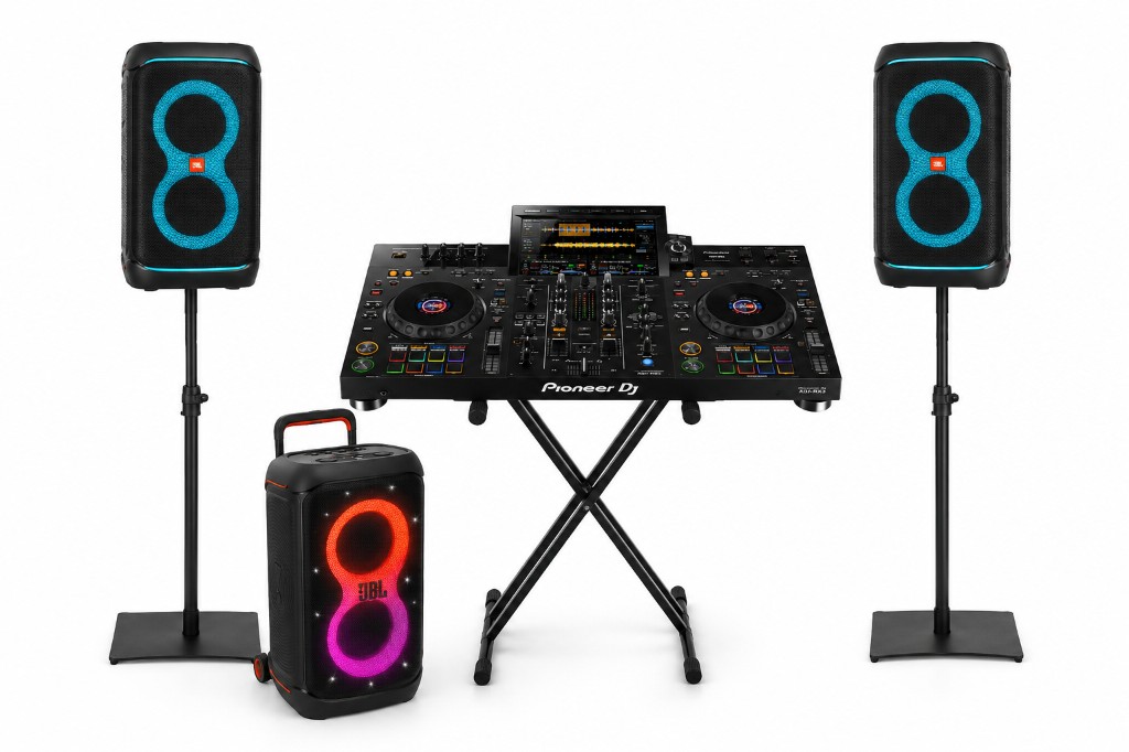 MarinaLover Set battery powered DJ package rental in Phuket for yachts with Pioneer XDJ-RX3 and JBL PartyBox speakers