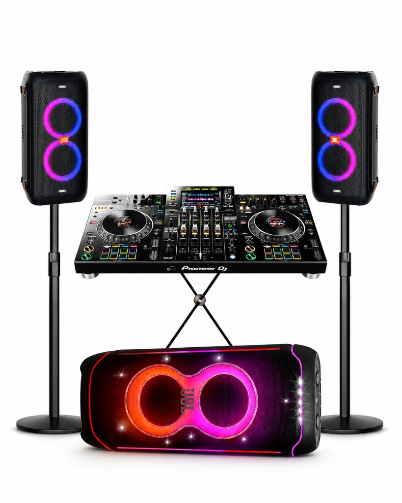 IslandVibe Set DJ package rental in Phuket with Pioneer XDJ-XZ, 2 JBL PartyBox 310 and JBL PartyBox Ultimate
