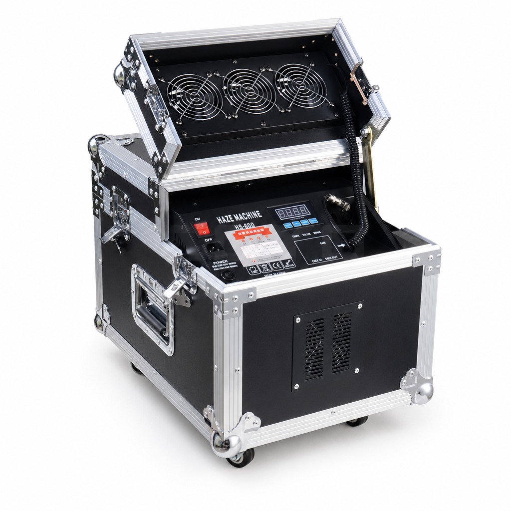 Smoke machine haze unit in flight case rental in Phuket standing on floor