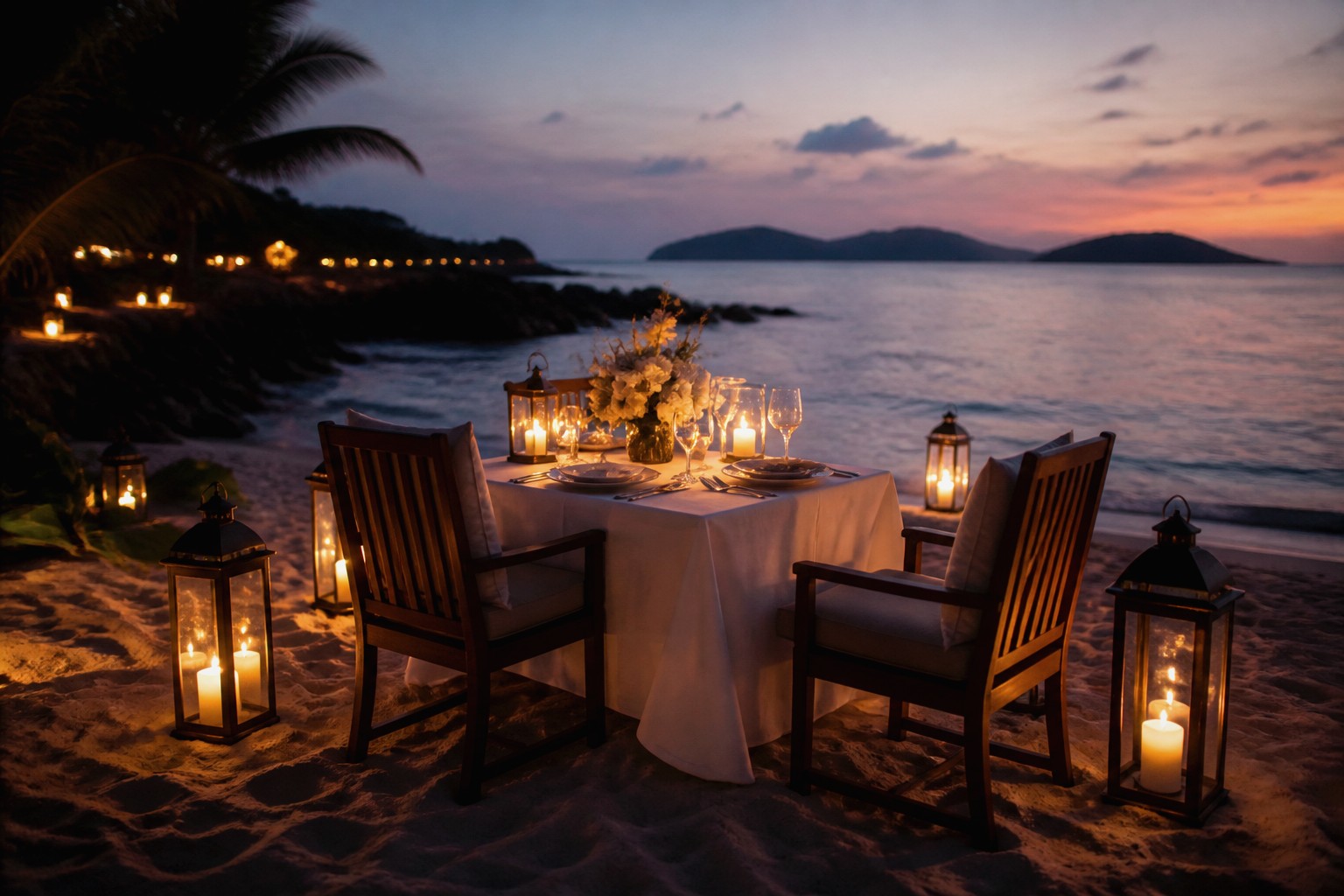 Private chef romantic dinner catering on the beach in Phuket