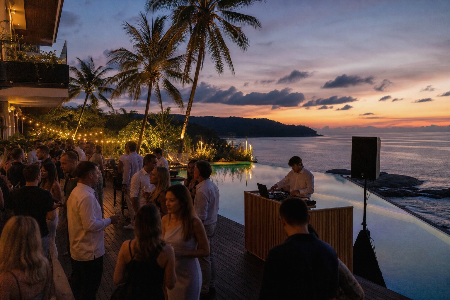 Villa catering in Phuket with private chef buffet and bar service